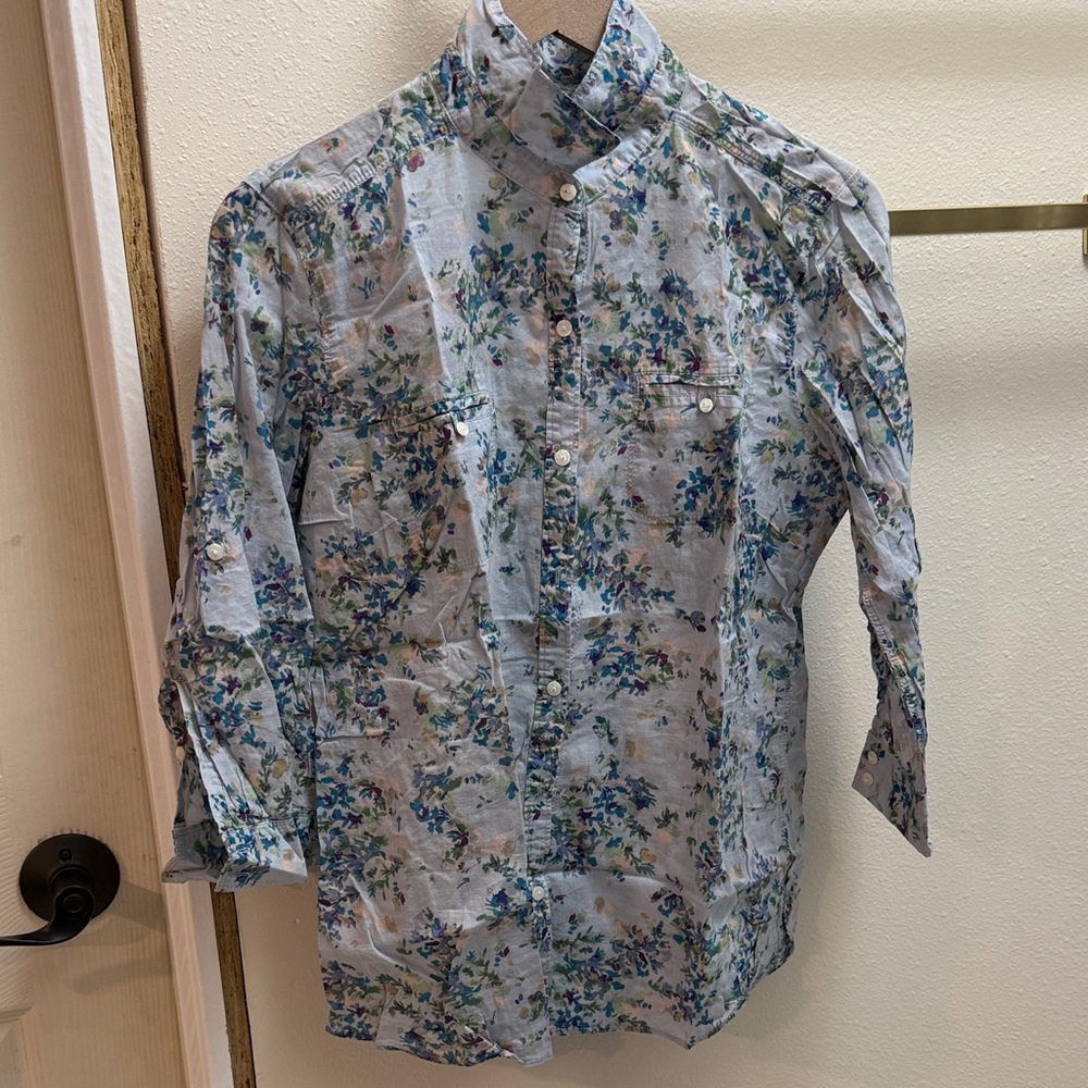 Eddie Bauer Floral Blue Women's Blouse